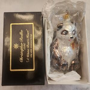 Christopher Radko 'A Winter Bear,'s Heart' Signed Glass Ornament, w/tag & box!